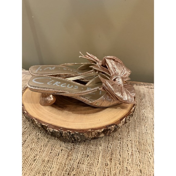 Circus NY by Sam Edelman Natalina Metallic Gold‎ Bow Kitten Heel Slide Sandals 8 - Picture 9 of 14